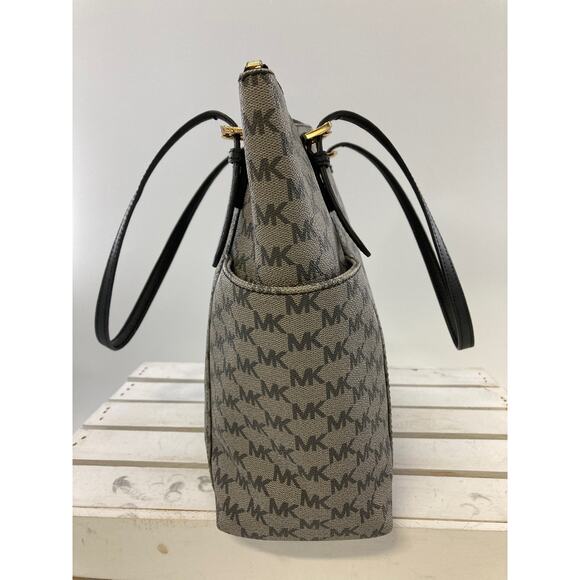 MICHAEL KORS, GRAY BLACK LEATHER SIGNATURE PRINT SHOULDER BAG - Picture 5 of 15